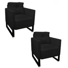 Kit 2 Poltrona Luisa Veludo  Base Industrial Metálica Preto D