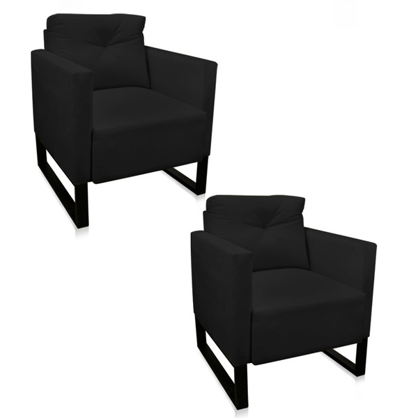 Kit 2 Poltrona Luisa Veludo  Base Industrial Metálica Preto D