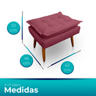 Kit 2 Poltrona Opala Com Puff Opala Para Sala E Quarto Suede