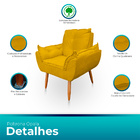 Kit 2 Poltrona Opala Para Sala E Quarto Suede Amarelo- Jylcrom