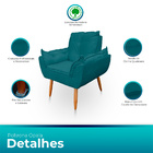 Kit 2 Poltrona Opala Para Sala E Quarto Suede Azul Turquesa-