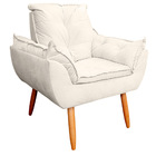 Kit 2 Poltrona Opala Para Sala E Quarto Suede Bege- Jylcrom