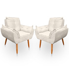 Kit 2 Poltrona Opala Para Sala E Quarto Suede - Jylcrom - Bege