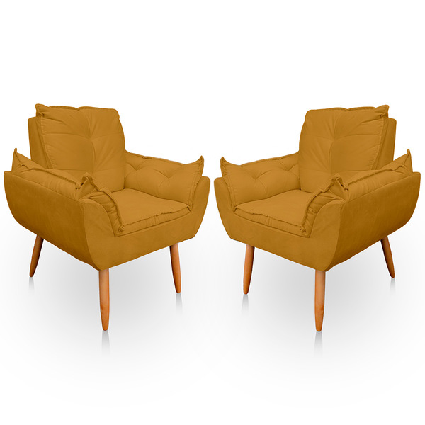 Kit 2 Poltrona Opala Para Sala E Quarto Suede - Jylcrom - Mos