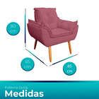 Kit 2 Poltrona Opala Para Sala E Quarto Suede - Jylcrom - Rose