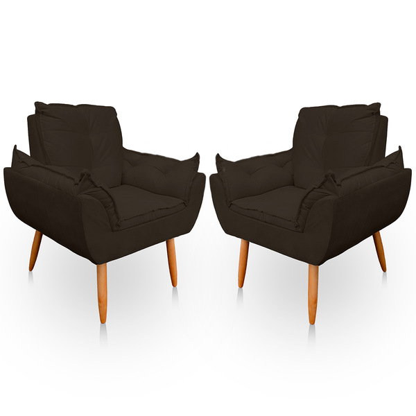Kit 2 Poltrona Opala Para Sala E Quarto Suede Marrrom- Jylcrom