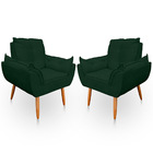 Kit 2 Poltrona Opala Para Sala E Quarto Suede Verde- Jylcrom