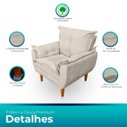 Kit 2 Poltrona Opala Premium Para Sala E Quarto Suede Bege- J