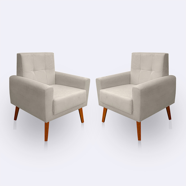 Kit 2 Poltrona Para Sala Confortável E Reforçada Isis Suede -