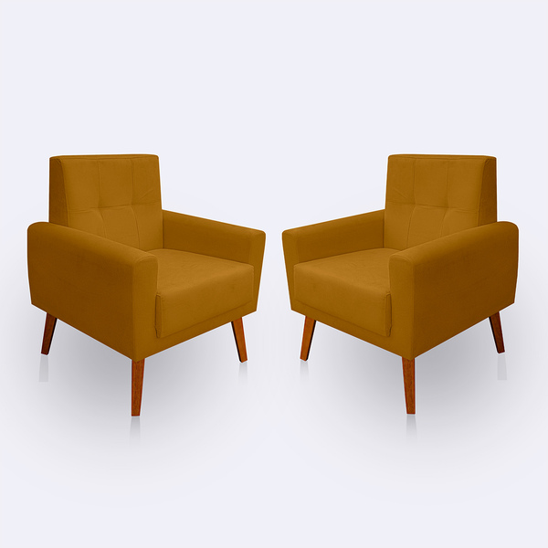 Kit 2 Poltrona Para Sala Confortável E Reforçada Isis Suede -