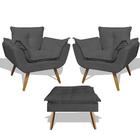 Kit 2 Poltronas + Puff Heloísa Vizza Estofados Decor Sala