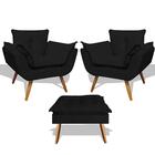 Kit 2 Poltronas + Puff Heloísa Vizza Estofados Decor Sala