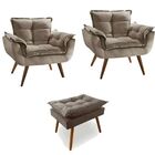 Kit 2 Poltronas + Puff Opala Platinum Decor Capuccino