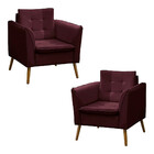 Kit 2 Poltronas Aila Decorativas Para Sala Em Veludo Star Con