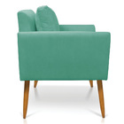 Kit 2 Poltronas Aline Suede Azul Turquesa Pés Palito Castanho