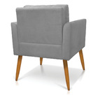 Kit 2 Poltronas Aline Suede Cinza Pés Palito Castanho