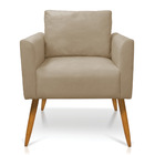 Kit 2 Poltronas Aline Suede Marrom Rato Pés Palito Castanho