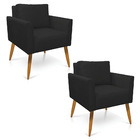 Kit 2 Poltronas Aline Suede Pés Palito Castanho D03 - D'rossi