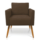 Kit 2 Poltronas Aline Suede Pés Palito Castanho D03 - D'rossi