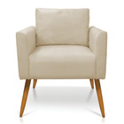 Kit 2 Poltronas Aline Suede Pés Palito Castanho D03 - D'rossi