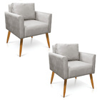 Kit 2 Poltronas Aline Veludo Pés Palito Castanho D03 - D'ross