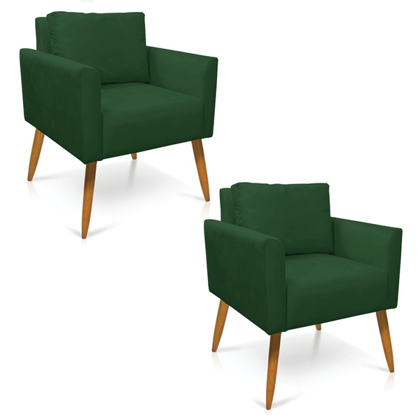 Kit 2 Poltronas Aline Veludo Pés Palito Castanho D03 - D'ross