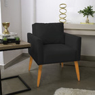 Kit 2 Poltronas Aline Veludo Preto Pés Palito Castanho