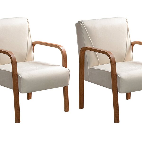 Kit 2 Poltronas Anita Conjunto Cadeiras Moderna Braço Madeira