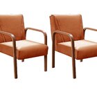 Kit 2 Poltronas Anita Conjunto Cadeiras Moderna Braço Madeira