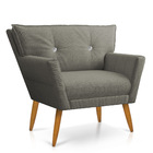 Kit 2 Poltronas Anitta Com Strass Linho Grafite A26 Pés Palit