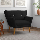 Kit 2 Poltronas Anitta Com Strass Linho Preto A79 Pés Palito