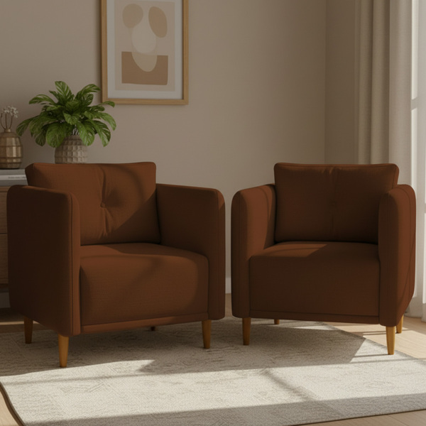 Kit 2 Poltronas Aviv Para Sala Escritório Recepção Luxo Linho