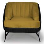 Kit 2 Poltronas Base Aço Coral Coranoveludo Amarelo Domi