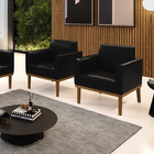 Kit 2 Poltronas Base De Madeira Fixa Castanho Marisa Corano -