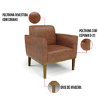 Kit 2 Poltronas Base De Madeira Fixa Castanho Marisa Corano -