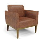 Kit 2 Poltronas Base De Madeira Fixa Castanho Marisa Corano -