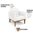 Kit 2 Poltronas Base De Madeira Fixa Castanho Marisa Corano -