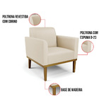 Kit 2 Poltronas Base De Madeira Fixa Castanho Marisa Corino B