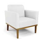 Kit 2 Poltronas Base De Madeira Fixa Castanho Marisa Corino B