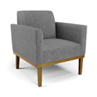 Kit 2 Poltronas Base De Madeira Fixa Castanho Marisa Linho -