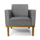 Kit 2 Poltronas Base De Madeira Fixa Castanho Marisa Linho -