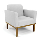 Kit 2 Poltronas Base De Madeira Fixa Castanho Marisa Linho -