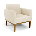 Kit 2 Poltronas Base De Madeira Fixa Castanho Marisa Linho Be