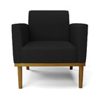 Kit 2 Poltronas Base De Madeira Fixa Castanho Marisa Linho Pr