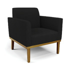 Kit 2 Poltronas Base De Madeira Fixa Castanho Marisa Linho Pr