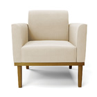 Kit 2 Poltronas Base De Madeira Fixa Castanho Marisa Suede -