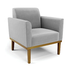 Kit 2 Poltronas Base De Madeira Fixa Castanho Marisa Suede -