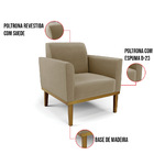 Kit 2 Poltronas Base De Madeira Fixa Castanho Marisa Suede Ma