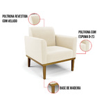 Kit 2 Poltronas Base De Madeira Fixa Castanho Marisa Veludo B