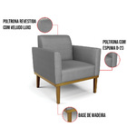 Kit 2 Poltronas Base De Madeira Fixa Castanho Marisa Veludo L